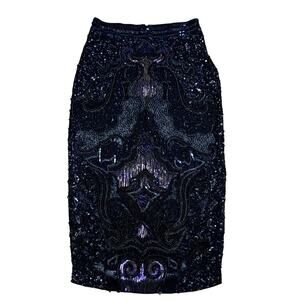 AllSaints Spitalfields Black Beaded Paisley Skirt Size 0